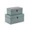 Contemporary Home Living Set of 2 Blue Solid Rectangular Wooden Storage Boxes 10.25"